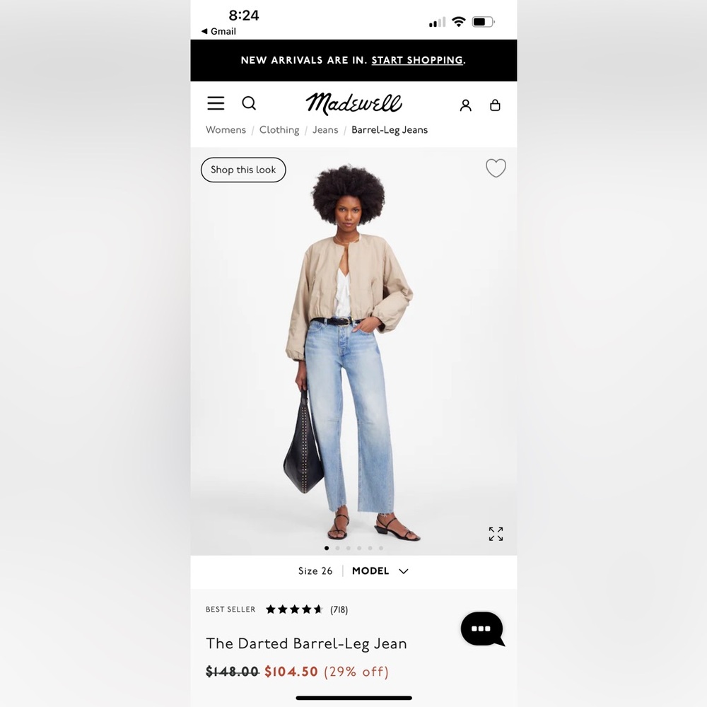 Madewell Darted Barrel-Leg Jean